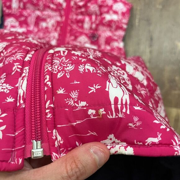 Ariat Down Puffer Vest Pink Horse Pattern Equestrian Full Zip XS/S *Read - Picture 4 of 10